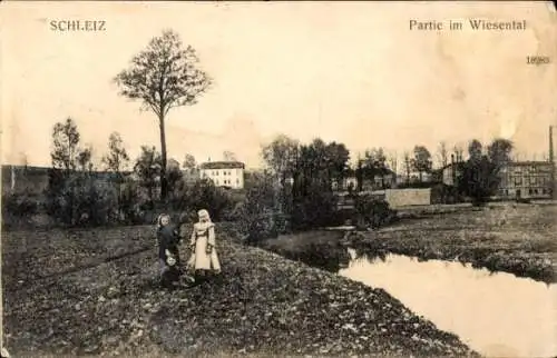 Ak Schleiz im Vogtland Thüringen, Partie im Wiesental, Schleiz