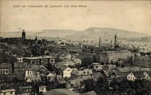 Ak Jena in Thüringen, Jena mit Totalansicht der Optischen Carl Zeiss-Werke