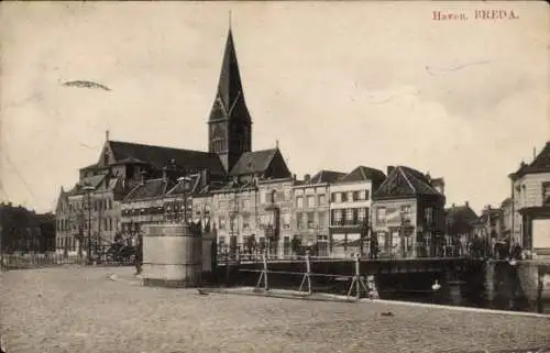 Ak Breda Nordbrabant, Hafen, Kirche