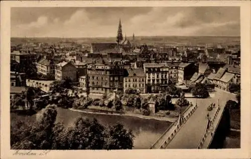 Ak Zwickau Sachsen, Teilansicht der Stadt mit Brücke