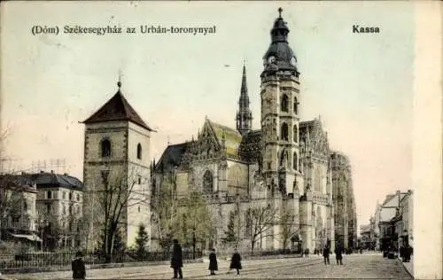 Ak Košice Kassa Kaschau Slowakei, Dom (S^zekesegyhaz) mit dem Urban-Turm