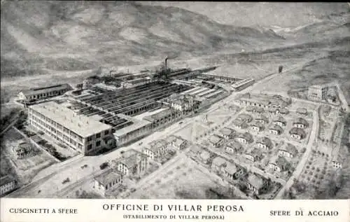 Ak Villar Focchiardo Piemonte, Fabrik, Arbeitersiedlung, Berge