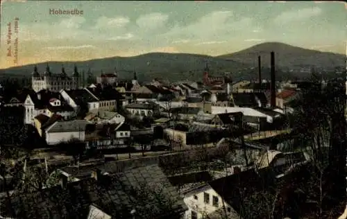 Ak Vrchlabí Hohenelbe Reg Königgrätz, Blick auf Hohenelbe mit vielen Gebäuden, Bergen im Hinte...