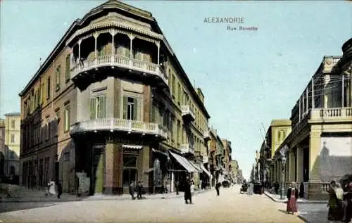 Ak Alexandria Ägypten, Straße Rosette