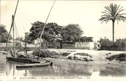 Ak Alexandria Ägypten,  Nouzha Village am Mahmoudich Kanal