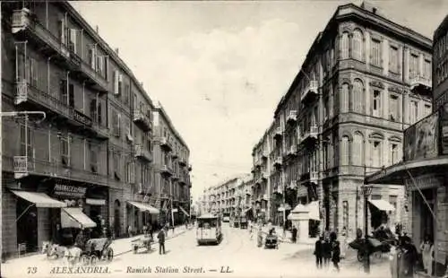 Ak Alexandria Ägypten, Rue de la Gare de Ramleh