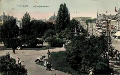 Ak Kristiania Christiania Oslo Norwegen, Karl Johansgate