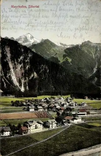 Ak Mayrhofen im Zillertal Tirol, Grawandhütte, Blick auf Mayrhofen im Zillertal mit
					Blick...