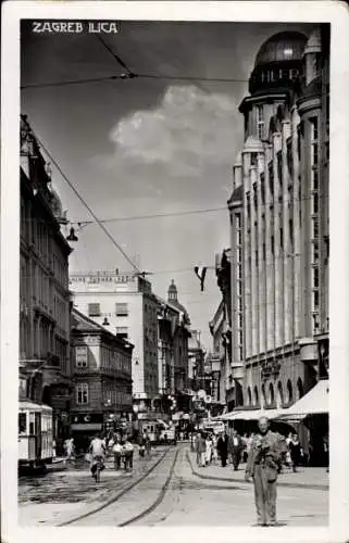 Ak Zagreb Kroatien, Straßenpartie, Straßenbahn