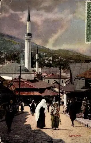 Ak Sarajevo Bosnien Herzegowina, Moschee, Straßenpartie