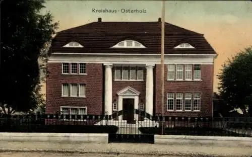 Ak Osterholz Scharmbeck in Niedersachsen, Kreishaus  historisches Gebäude, prächtige Architekt...