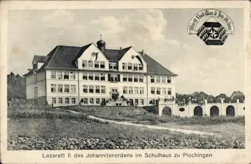 Ak Plochingen am Neckar, Lazarett II des Johanniterordens, Schulhaus, historische Architektur,...