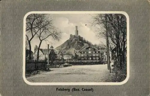 Ak Felsberg im Odenwald Hessen, Schlossberg mit Turm, Häuser, Straße, Bäume