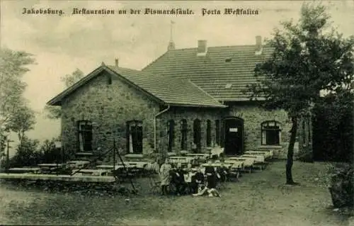 Ak Porta Westfalica an der Weser, Jakobsburg, Restaurant an der Bismarcksäule