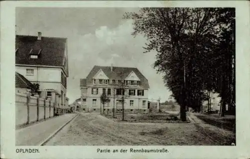 Ak Opladen Leverkusen im Rheinland, Partie an der Rennbaumstraße, Wohngebäude, Straßenansicht,...