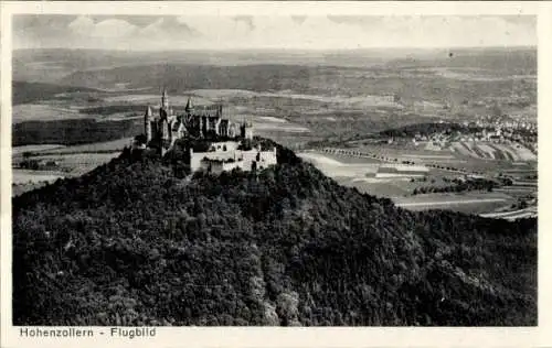 Ak Zimmern Bisingen im Zollernalbkreis, Burg Hohenzollern, Fliegeraufnahme