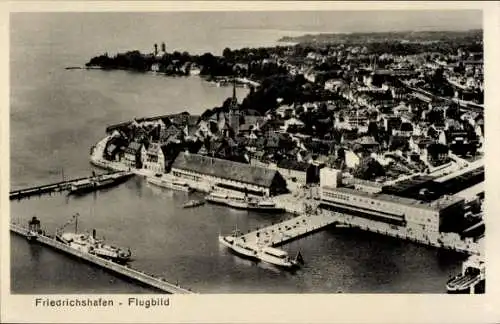 Ak Friedrichshafen am Bodensee, Fliegeraufnahme, Hafen