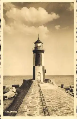 Foto Ak Oehe Schleimünde Maasholm in Schleswig Holstein, Leuchtturm