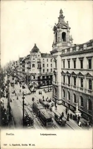 Ak Berlin Mitte, Leipziger Straße, Straßenbahn