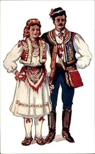 Künstler Ak Kirin, Vladimir, Kroatien, Paar in Tracht