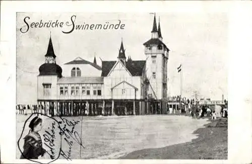 Ak Świnoujście Swinemünde Pommern, Seebrücke