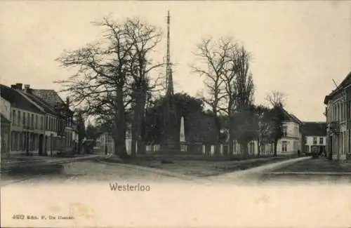 Ak Westerloo Westerlo Flandern Antwerpen, Straßenpartie, Denkmal