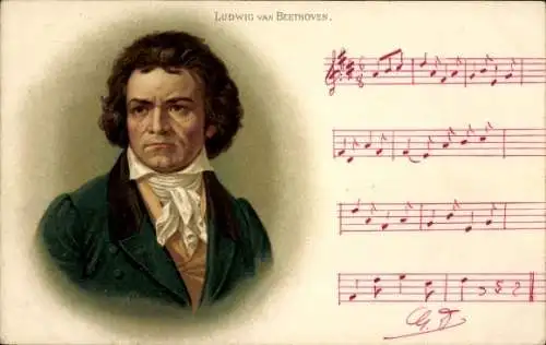 Litho Komponist Ludwig van Beethoven, Portrait