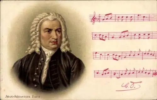 Litho Komponist Johann Sebastian Bach, Portrait, Mein gläubiges Herze frohlocke