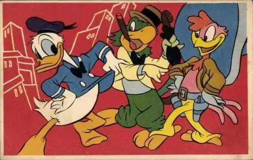 Ak Drei Caballeros, Donald Duck, Joé Carioca, Zumba