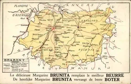 Landkarten CPA Bruxelles Bruxelles, Reklame Margarine Brunita