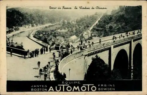 Ak Tour de France, Radrennfahrer auf dem Viadukt von Dinan, Equipe Automoto