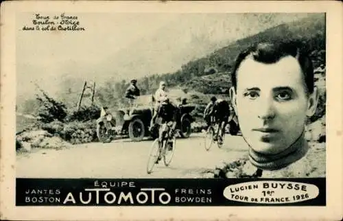 Ak Radrennfahrer Lucien Buysse, Sieger Tour de France 1926, Col de Castillon, Equipe Automoto