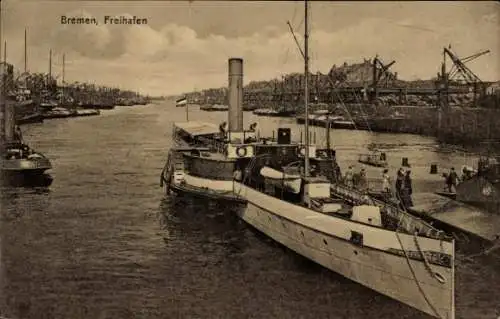 Ak Hansestadt Bremen, Freihafen, Passagierdampfer Forelle