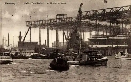 Ak Hamburg, Hafen, Schiffswerft von Blohm & Voss