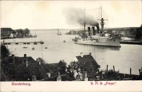 Ak Sønderborg Sonderburg Dänemark, Deutsches Kriegsschiff, S.M.S. Freya, Kaiserliche Marine