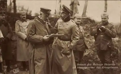 Ak Großadmiral Prinz Albert Wilhelm Heinrich von Preußen, Kronprinz Wilhelm, Besuch im Hauptquartier