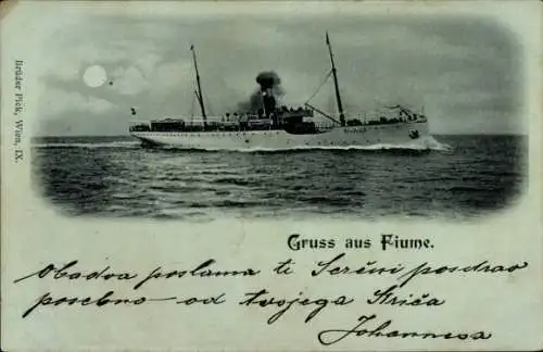 Mondschein Ak Passagierdampfer Pannonia, Cunard Line