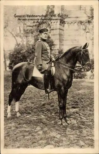 Ak General-Feldmarschall Colmar von der Goltz, Porträt zu Pferde