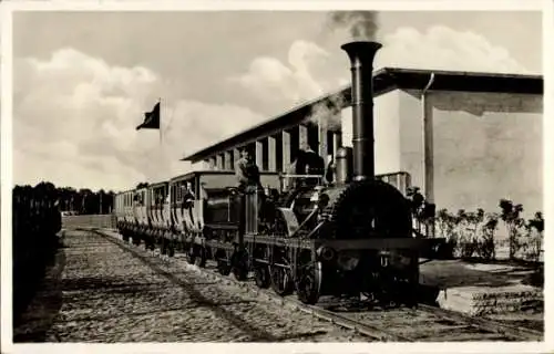 Ak Nürnberg in Mittelfranken Bayern ?, 100 Jahre Deutsche Eisenbahn 1935, Ausstellungsgelände