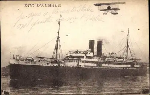 Ak Passagierschiff S. S. Duc d'Aumale, Compagnie Générale Transatlantique