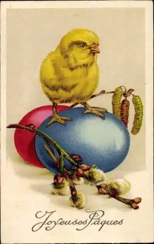 Ak Frohe Ostern, Küken, Ostereier