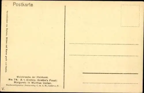 Künstler Ak Kreling, Faust, Margarete in Marthas Garten