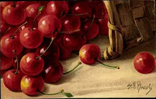 Künstler Ak Früchte, Kirschen, Obst
