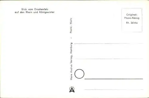 Ak Königswinter am Rhein, Panorama, Blick vom Drachenfels, Rhein