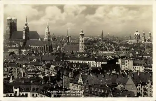 Ak München Bayern, Blick vom Deutschen Museum auf die Stadt, Frauenkirche