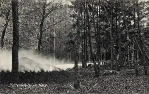 Ak Braunlage im Oberharz, Kohlenmeiler