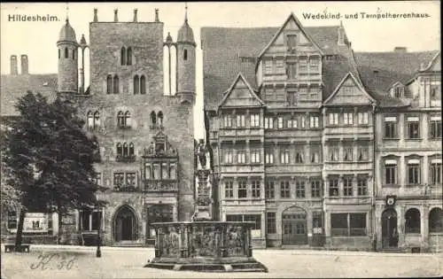 Ak Hildesheim in Niedersachsen, Hildesheim. Wedekind- und Tempelherrenhaus.