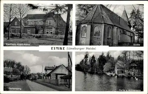Ak Eimke in der Lüneburger Heide, Kaufhaus Albert Rörup, Dorfeingang, Kirche, Eimke (Lüneburge...