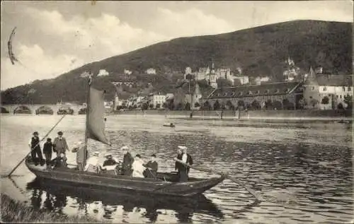 Ak Heidelberg am Neckar, Heidelberg von der Neuenheimer Landstraße gesehen, Partie bei der Fähre.