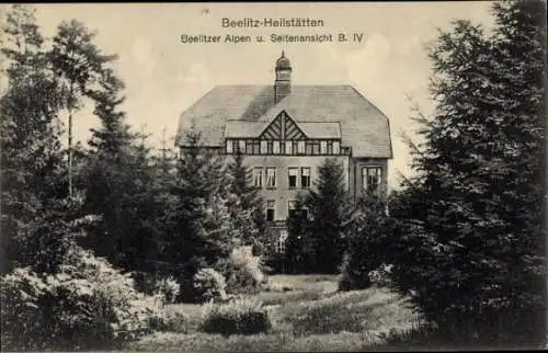 Ak Beelitz in der Mark, Heilstätten, Beelitzer Alpen und Seitenansicht B. IV